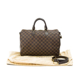 Louis Vuitton Speedy Bandouliere Damier 35 Top Handle Bag in Coated Canvas, Gold Hardware