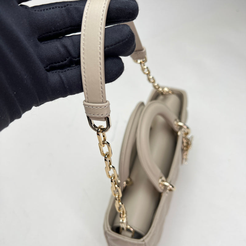 Lady D-Joy Medium Top handle bag in Lambskin, Light Gold Hardware