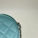 Round Clutch with Chain Crossbody bag in Caviar leather, Light Gold Hardware