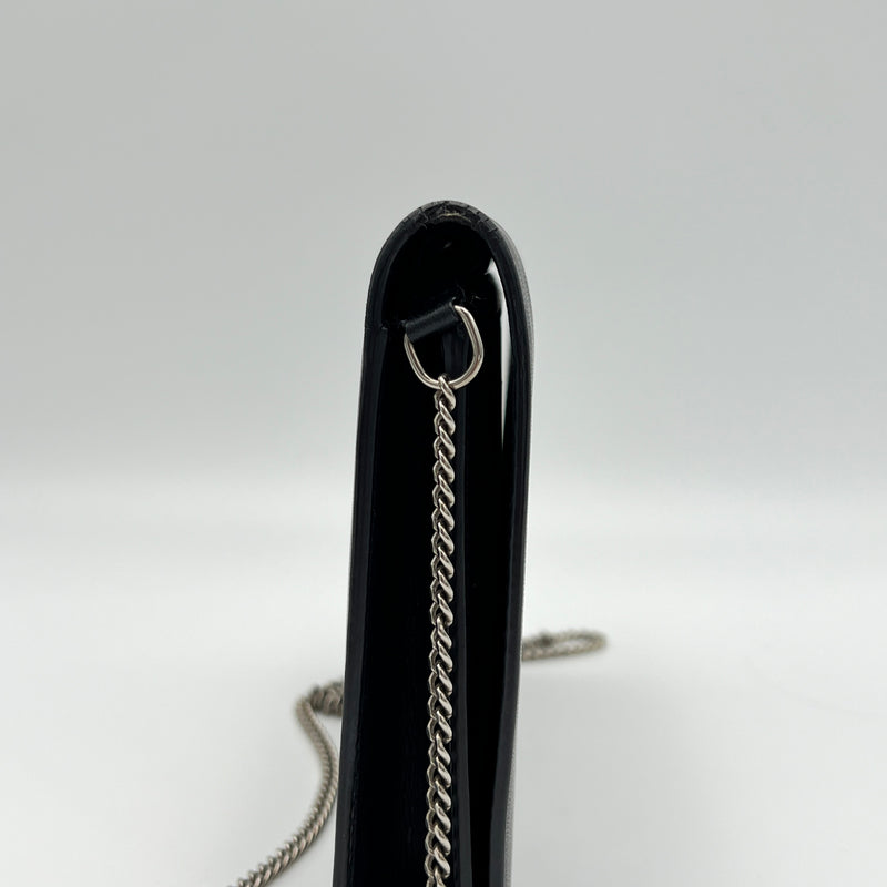 Evening Clutch on Chain Crossbody bag in Calfskin, Silver Hardware