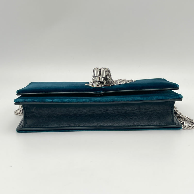Kate Tassel Small Crossbody bag in Velvet, Silver Hardware