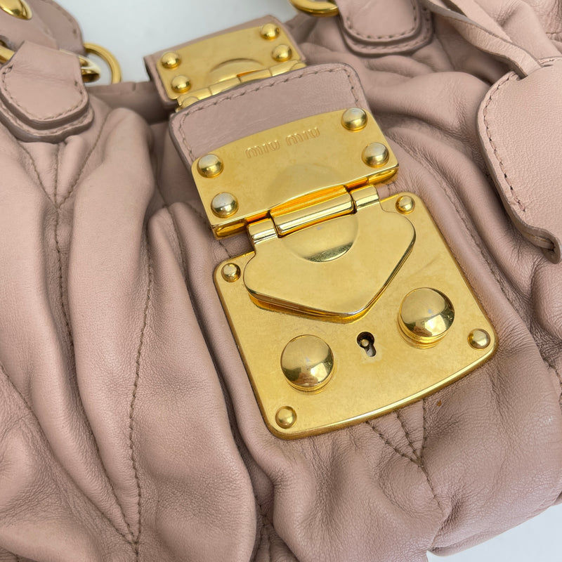 Matelasse Two Way Top handle bag in Calfskin, Gold Hardware