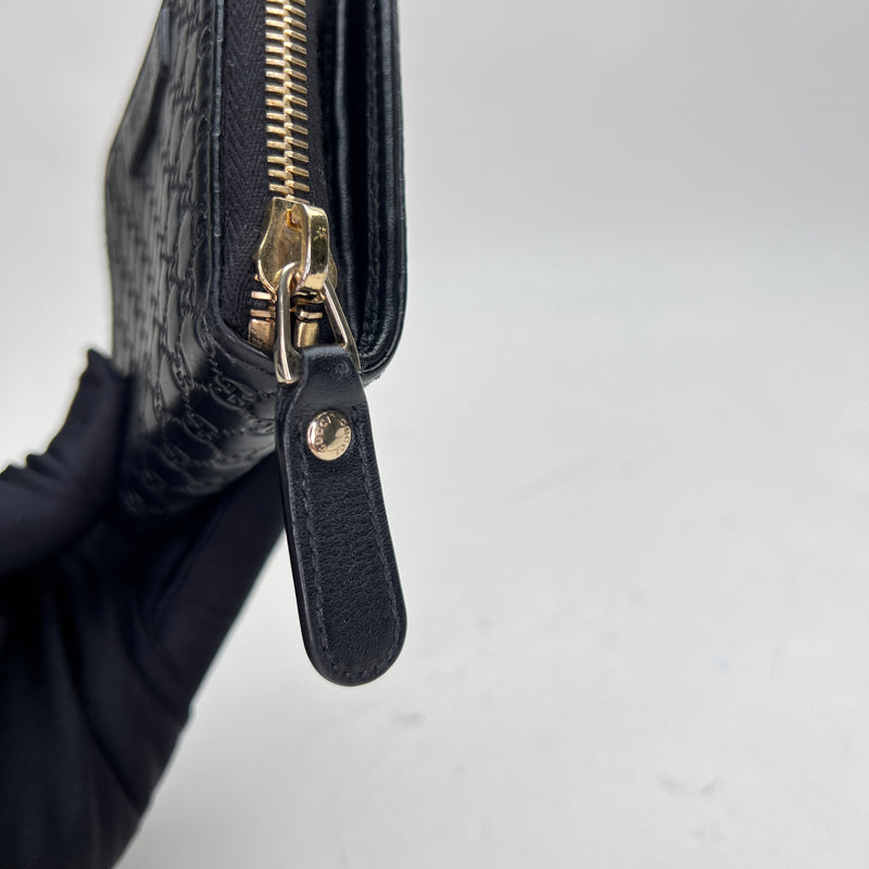 Logo Zip Around Wallet in Guccissima leather, Gold Hardware