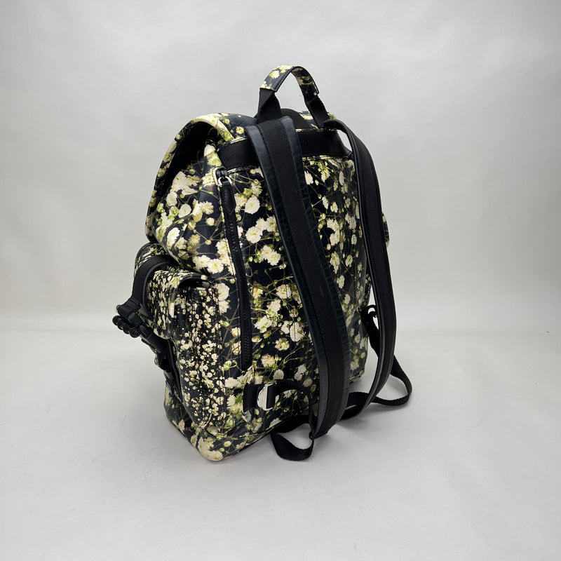 Floral Obsedia Backpack in Calfskin, Silver Hardware