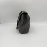 College Large Top handle bag in Calfskin, Ruthenium Hardware