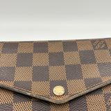 Sarah Long Brown Wallet in Coated Canvas, Gold hardware