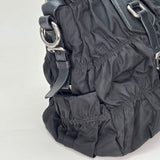 Gaufre Satchel Top handle bag in Nylon, Silver Hardware