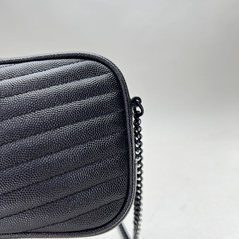 Lou Camera Mini Crossbody bag in Caviar leather, Lacquered Metal Hardware