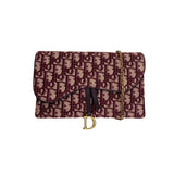 Oblique Saddle Wallet on chain in Jacquard, Gold Hardware