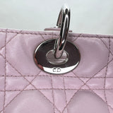 Lady Dior Large Top handle bag in Lambskin, Silver Hardware