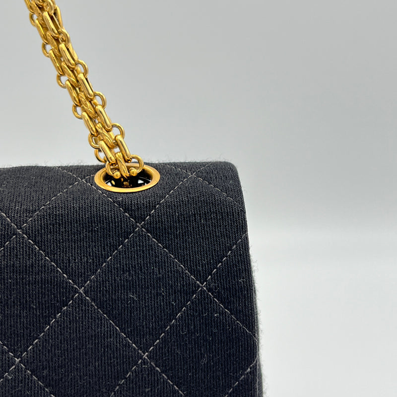 Timeless Classic Flap small Shoulder bag in Jersey, Gold Hardware