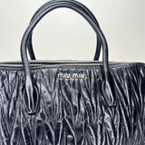 Matelasse Top handle bag in Distressed leather, Silver Hardware