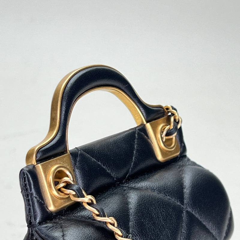 Lady Handle Flap Micro Shoulder bag in Lambskin, Gold Hardware