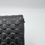 Long Flap Black Wallet in Guccissima Leather, Silver hardware