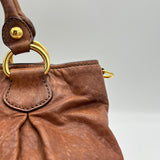 Two-Way Top handle bag in Distressed leather, Gold Hardware