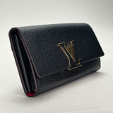 Capucine Long Wallet in Clemence Taurillon leather, Gold Hardware