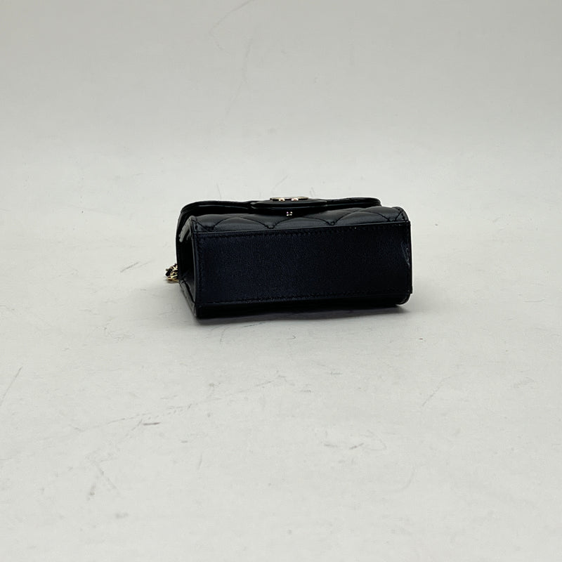 22C Timeless Classic Micro Top handle bag in Lambskin, Gold Hardware