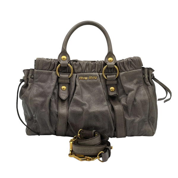 VITELLO LUX Top handle bag in Distressed leather, Gold Hardware