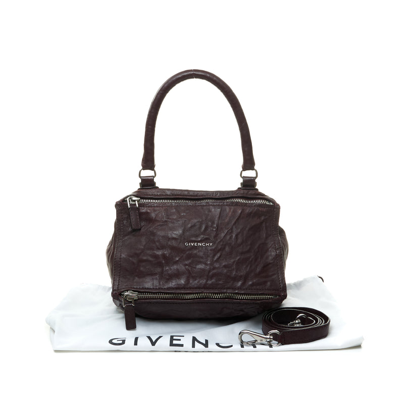 Pandora Small Top handle bag in Distressed leather, Silver Hardware
