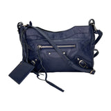 The Hip Mini Crossbody bag in Distressed leather, Silver Hardware