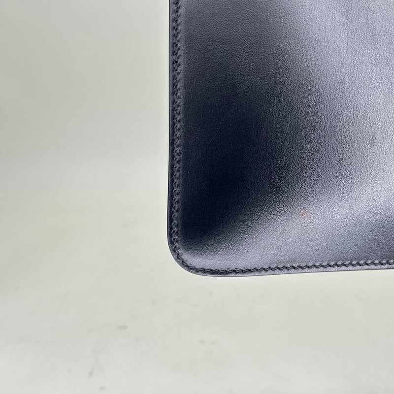 Double Zip  Top handle bag in Calfskin, Silver Hardware