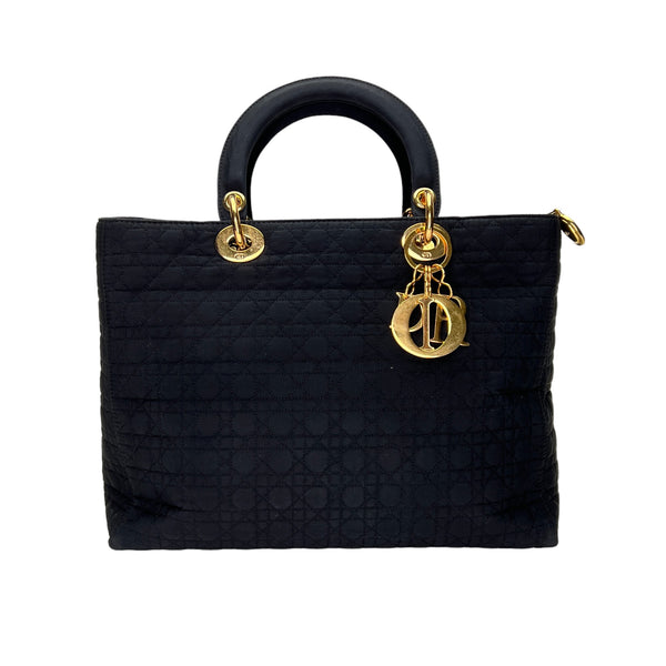Lady Dior Top handle bag in Nylon, Gold Hardware