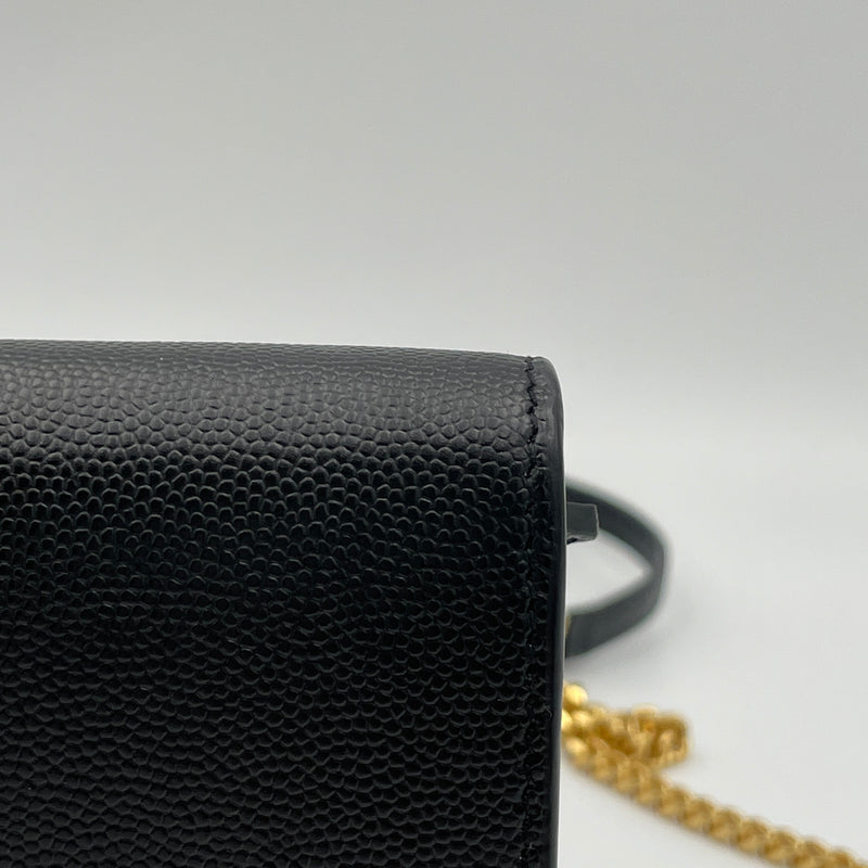 Kate Tassel Wallet on Chain Small Wallet on chain in Caviar leather, Gold Hardware