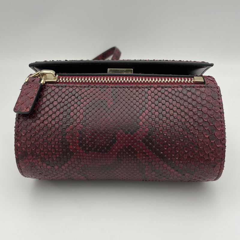 Pandora Box Mini Shoulder bag in Python leather, Light Gold Hardware
