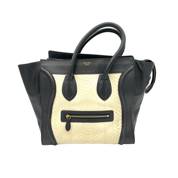 Luggage Mini Top handle bag in Python leather, Gold Hardware