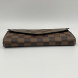 Sarah Long Brown Wallet in Coated Canvas, Gold hardware