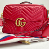 GG Marmont Top handle bag in Calfskin, Gold Hardware