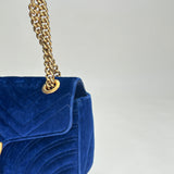 GG Marmont Small Shoulder bag in Velvet, Gold Hardware