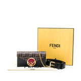 F is Two Way Wallet on chain in Calfskin, Gold Hardware