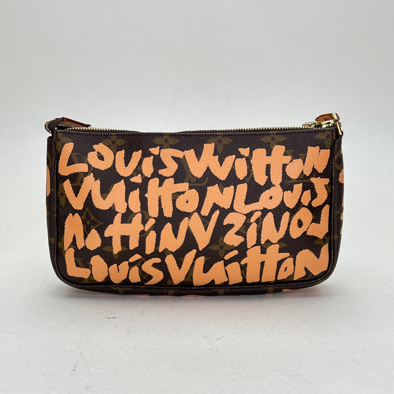 Stephen Sprouse Monogram Orange Graffiti Pochette Shoulder bag in Coated canvas, Gold Hardware