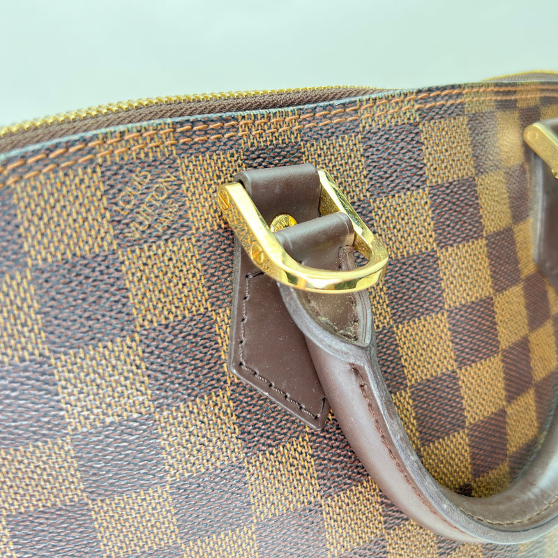 Damier Ebene Alma PM Top handle bag in Coated canvas, Gold Hardware