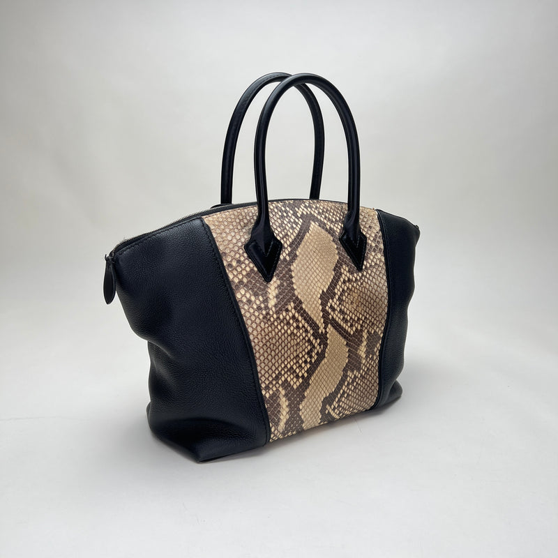 Lockit PM Top handle bag in Python leather, Silver Hardware