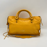 City Top handle bag in Distressed leather, Antique Brass Hardware