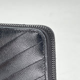 Matelasse Chevron Zip Around Long Wallet in Caviar leather, Acetate Hardware