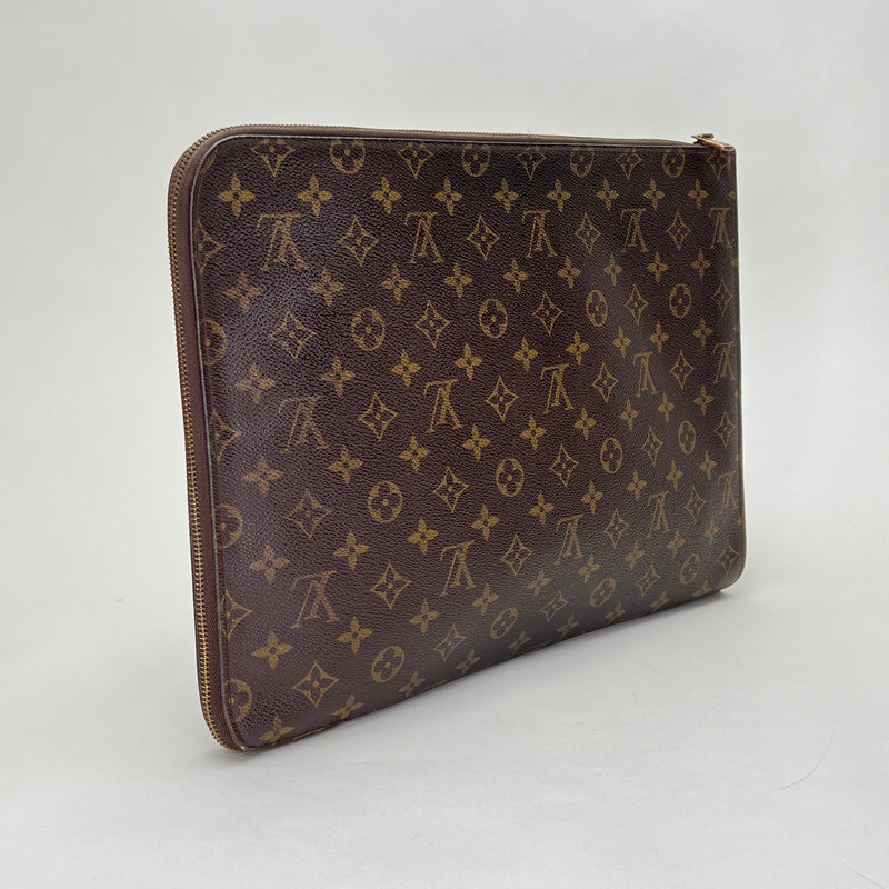 Pochette Document Case One Size Pouch in Monogram coated canvas, Gold Hardware
