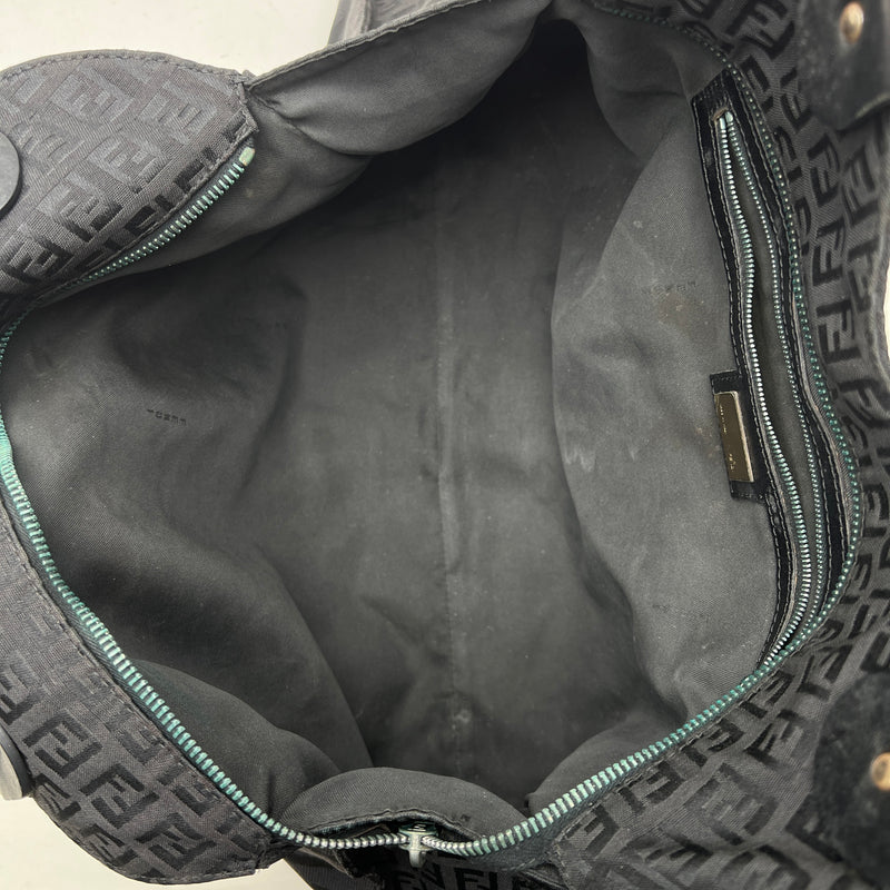 Top handle bag in Canvas, Silver Hardware