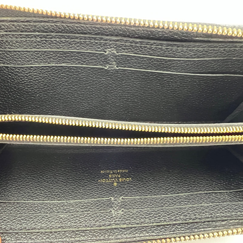 Zippy Long Black Wallet in Monogram Empreinte Leather, Gold hardware