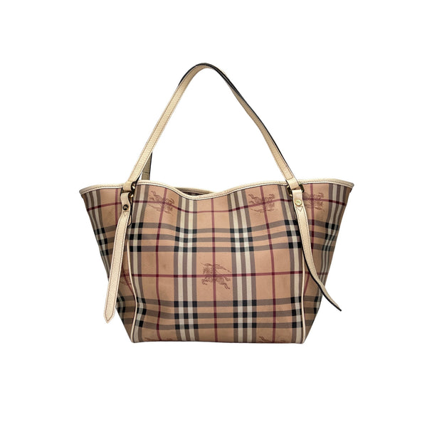 Horseferry Check Canterbury Tote bag in Coated canvas, Gold Hardware