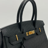 Birkin Ostrich 30 Top handle bag in Exotic Leather, Silver Hardware