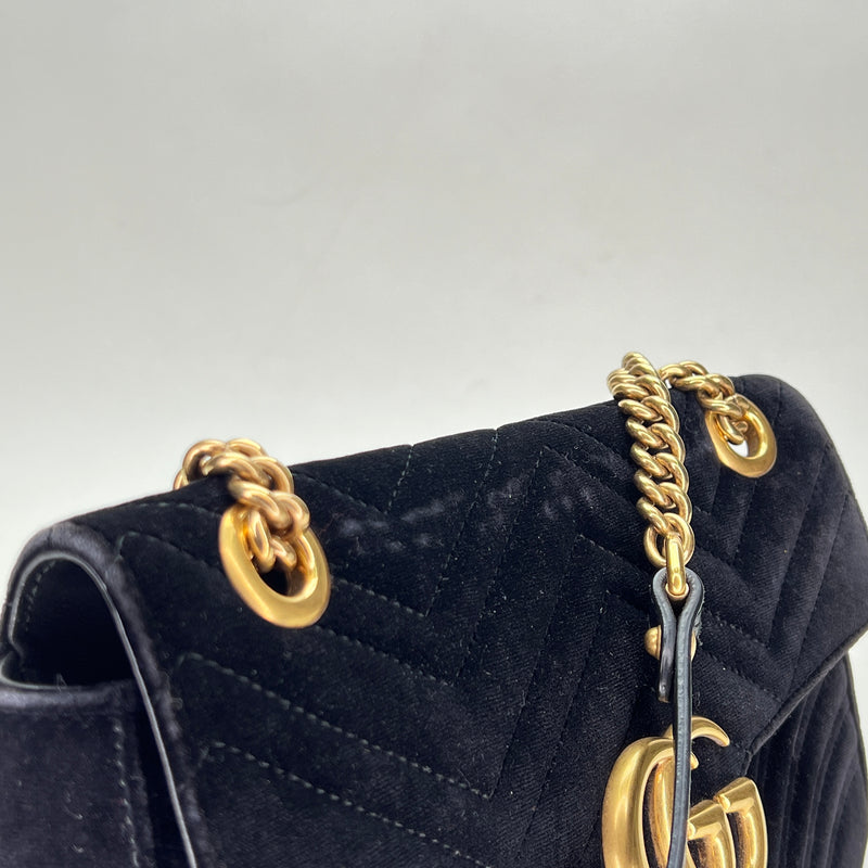 GG Marmont Small Crossbody bag in Velvet, Gold Hardware