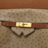 Sac New Amsterdam Shoulder bag in Ostrich leather, Gold Hardware