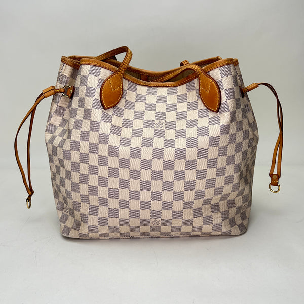 Neverfull Damier Azur MM Tote bag in Coated canvas, Gold Hardware