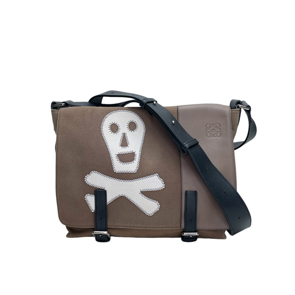 Ghost Stitch Messenger bag in Canvas, Silver Hardware