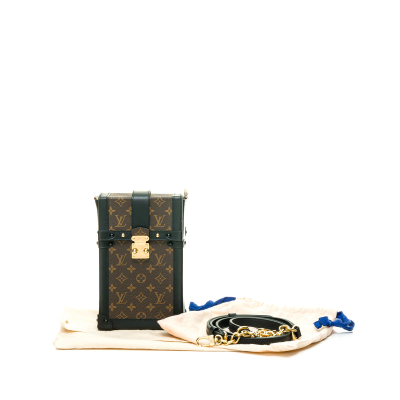 Vertical trunk Mini Crossbody bag in Monogram coated canvas, Gold Hardware