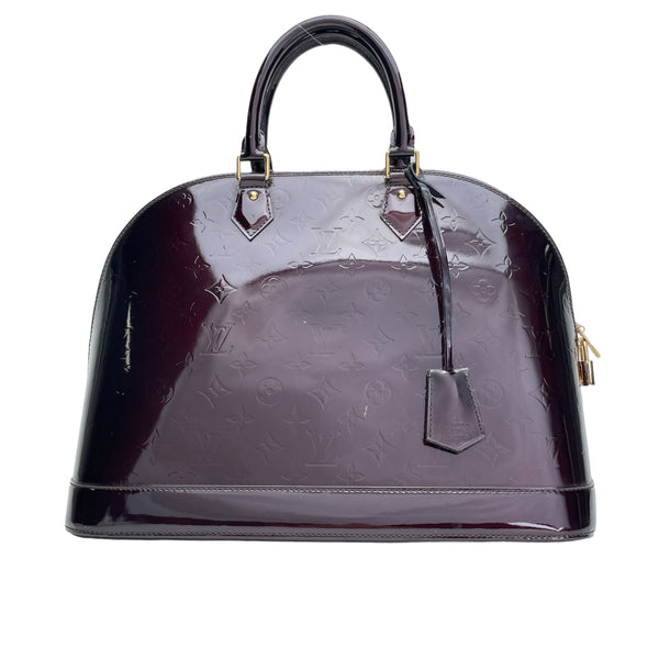 Alma GM Top handle bag in Patent leather, Gold Hardware