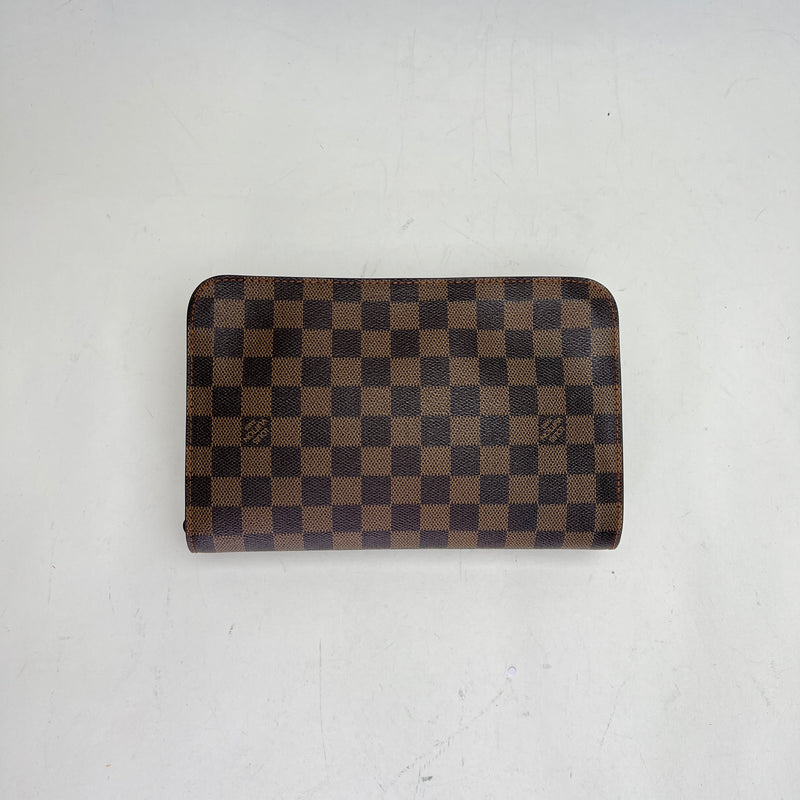 Damier Zip Clutch in Coated canvas, Gold Hardware